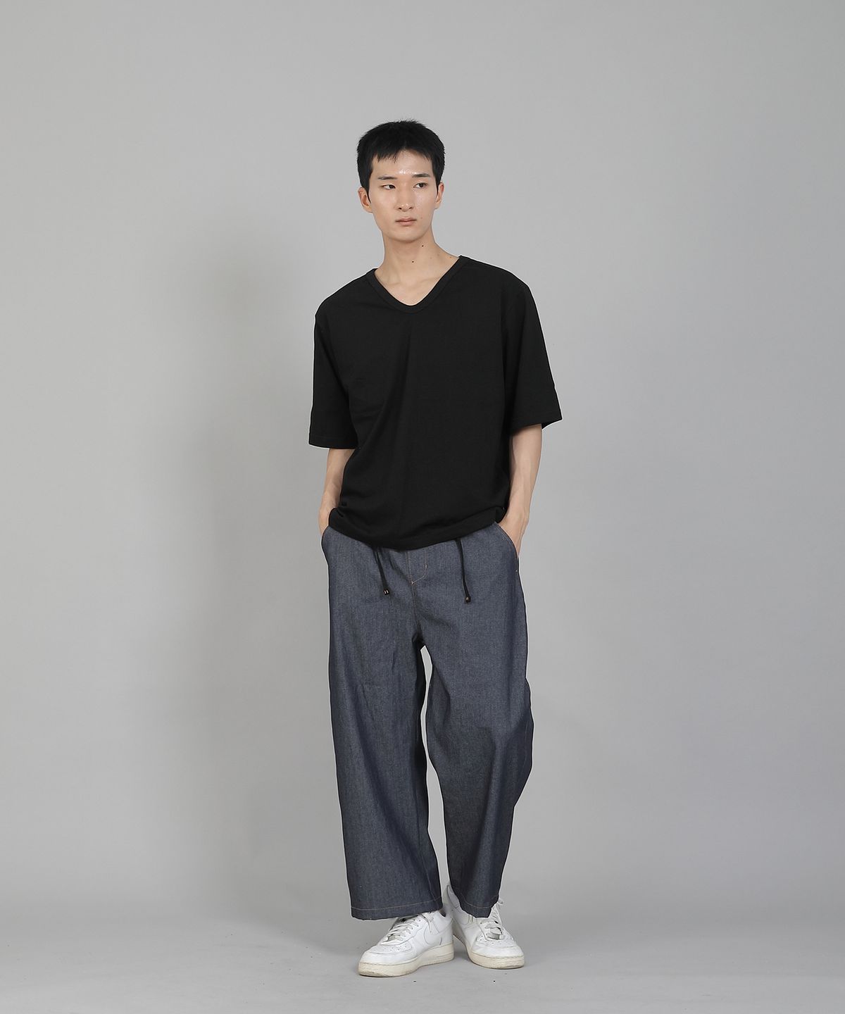 세인트크루(SAINTCREW) EX와이드 9부 밴딩팬츠 EWP-383 데님 라이트인디고