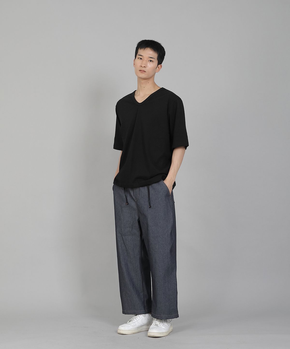 세인트크루(SAINTCREW) EX와이드 9부 밴딩팬츠 EWP-383 데님 라이트인디고