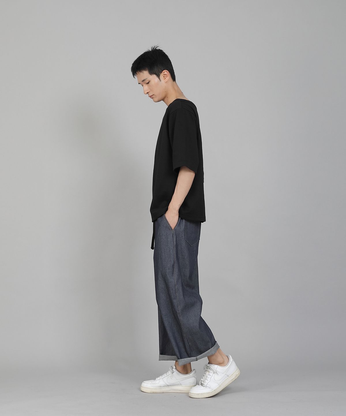 세인트크루(SAINTCREW) EX와이드 9부 밴딩팬츠 EWP-383 데님 라이트인디고