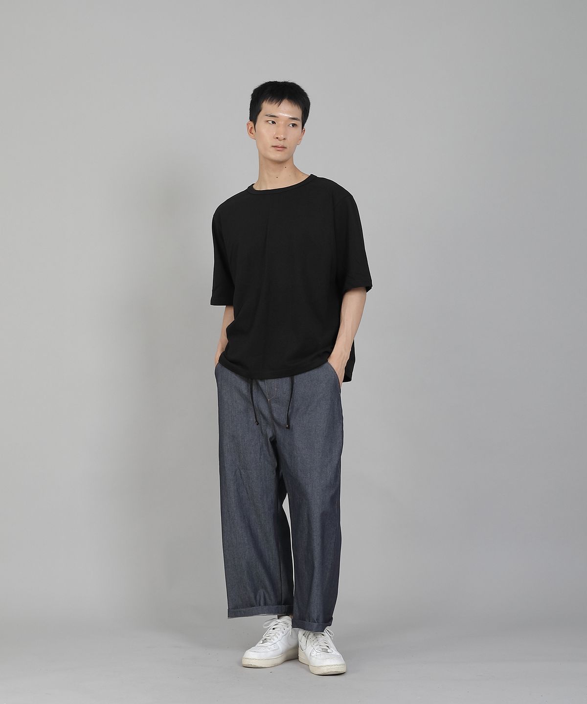 세인트크루(SAINTCREW) EX와이드 9부 밴딩팬츠 EWP-383 데님 라이트인디고