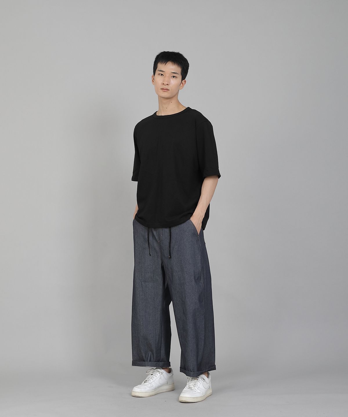 세인트크루(SAINTCREW) EX와이드 9부 밴딩팬츠 EWP-383 데님 라이트인디고