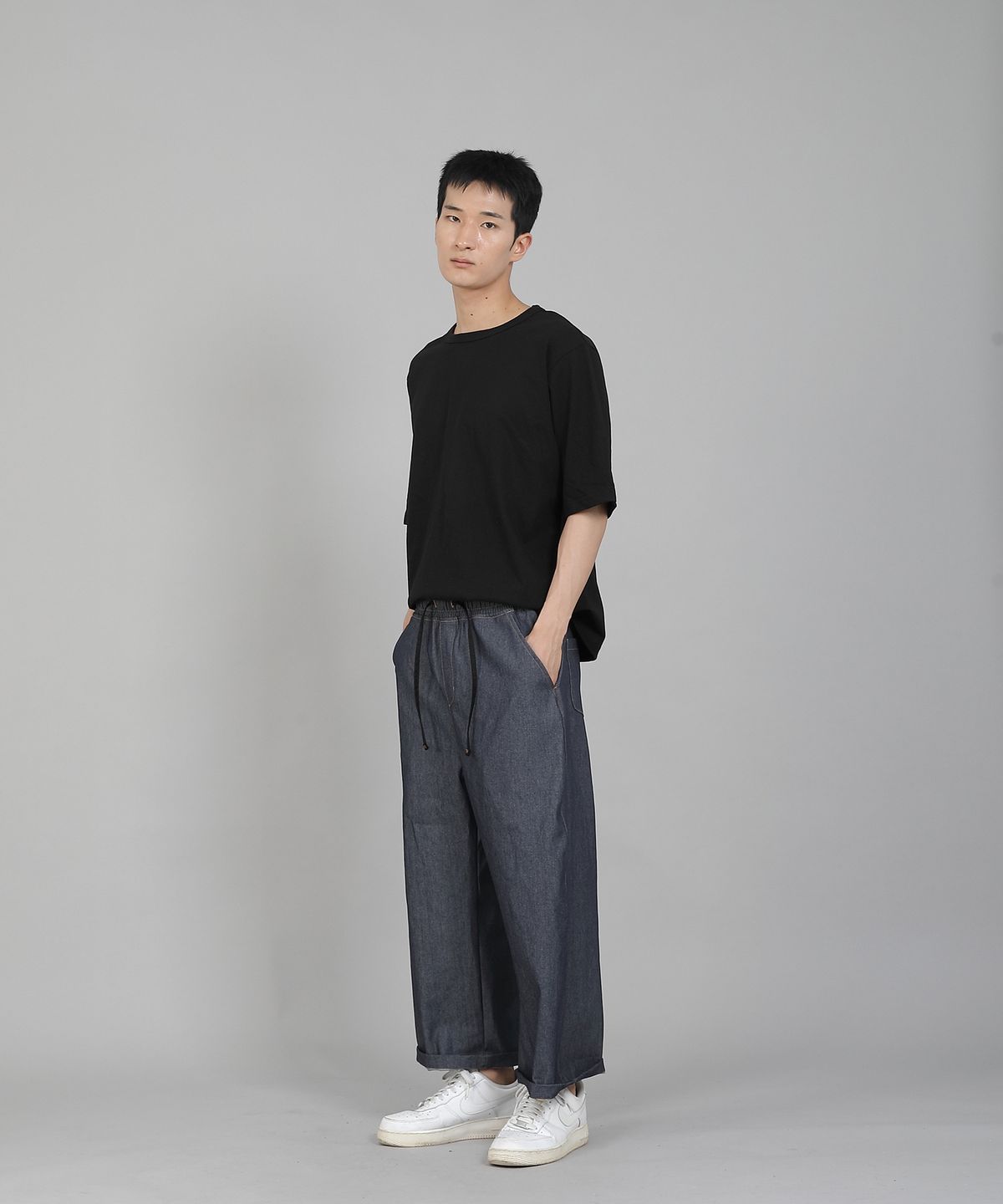 세인트크루(SAINTCREW) EX와이드 9부 밴딩팬츠 EWP-383 데님 라이트인디고