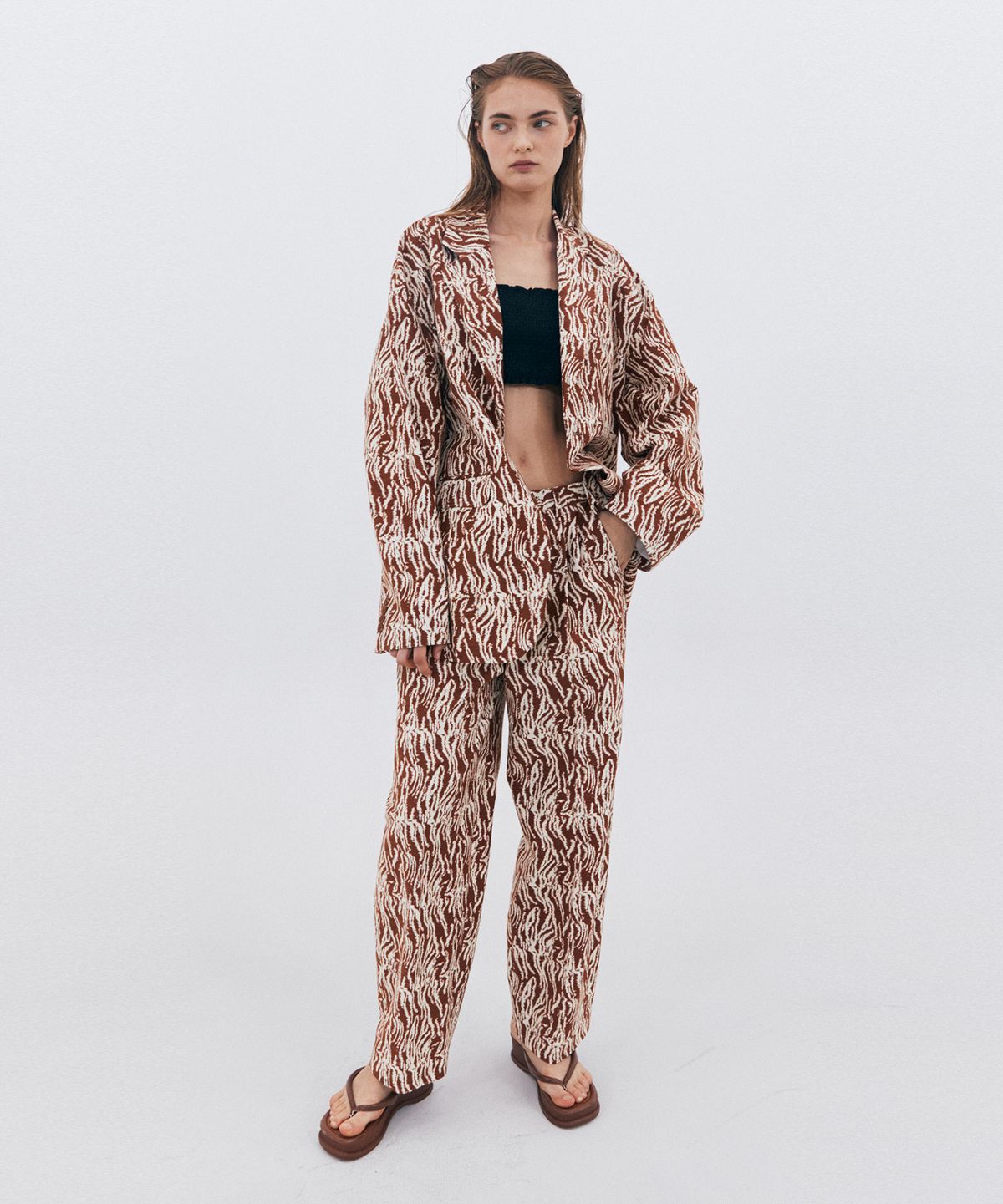 베데르미(VEDERMI) brown cotton-linen trouser