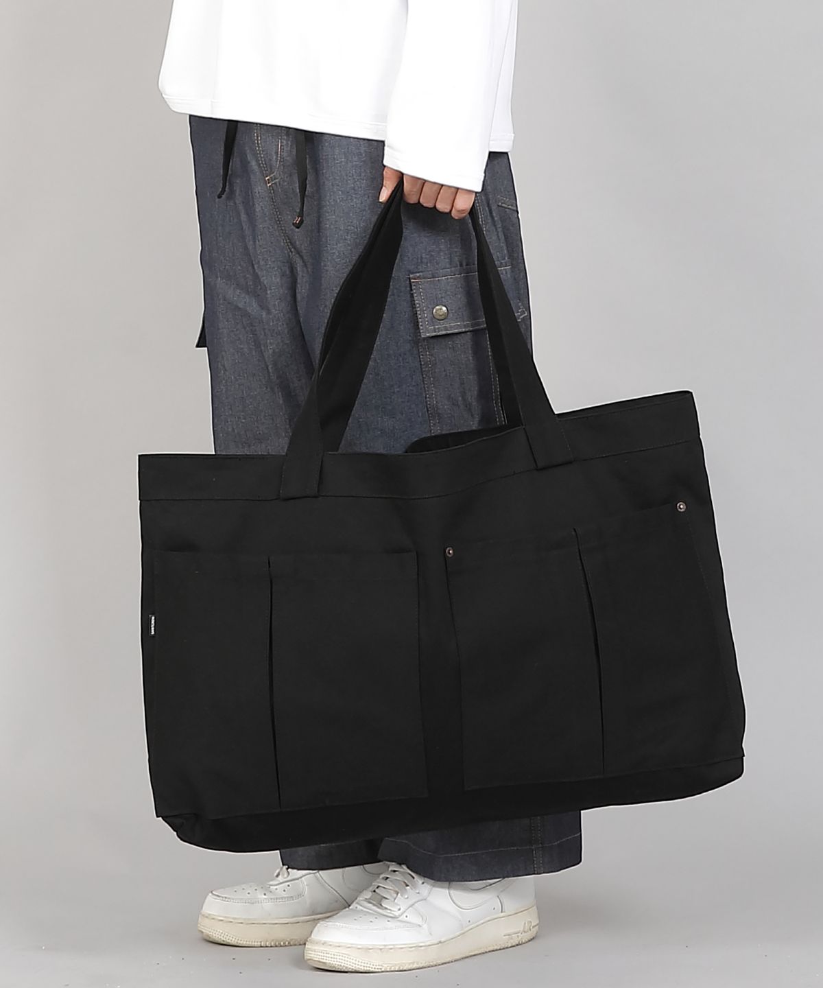 세인트크루(SAINTCREW) 더블 카고포켓 EX와이드 에코백 DCP-160 블랙