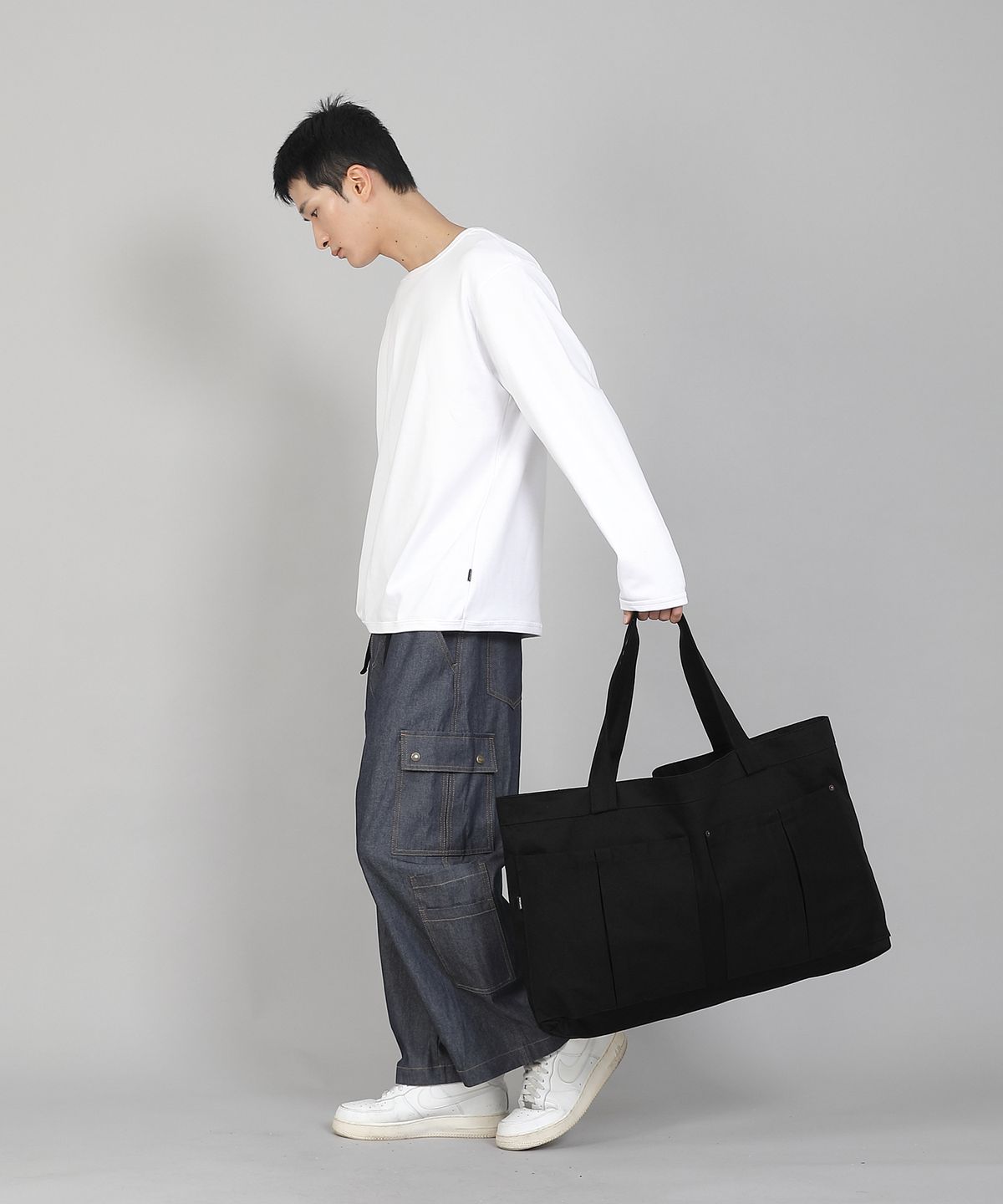 세인트크루(SAINTCREW) 더블 카고포켓 EX와이드 에코백 DCP-160 블랙