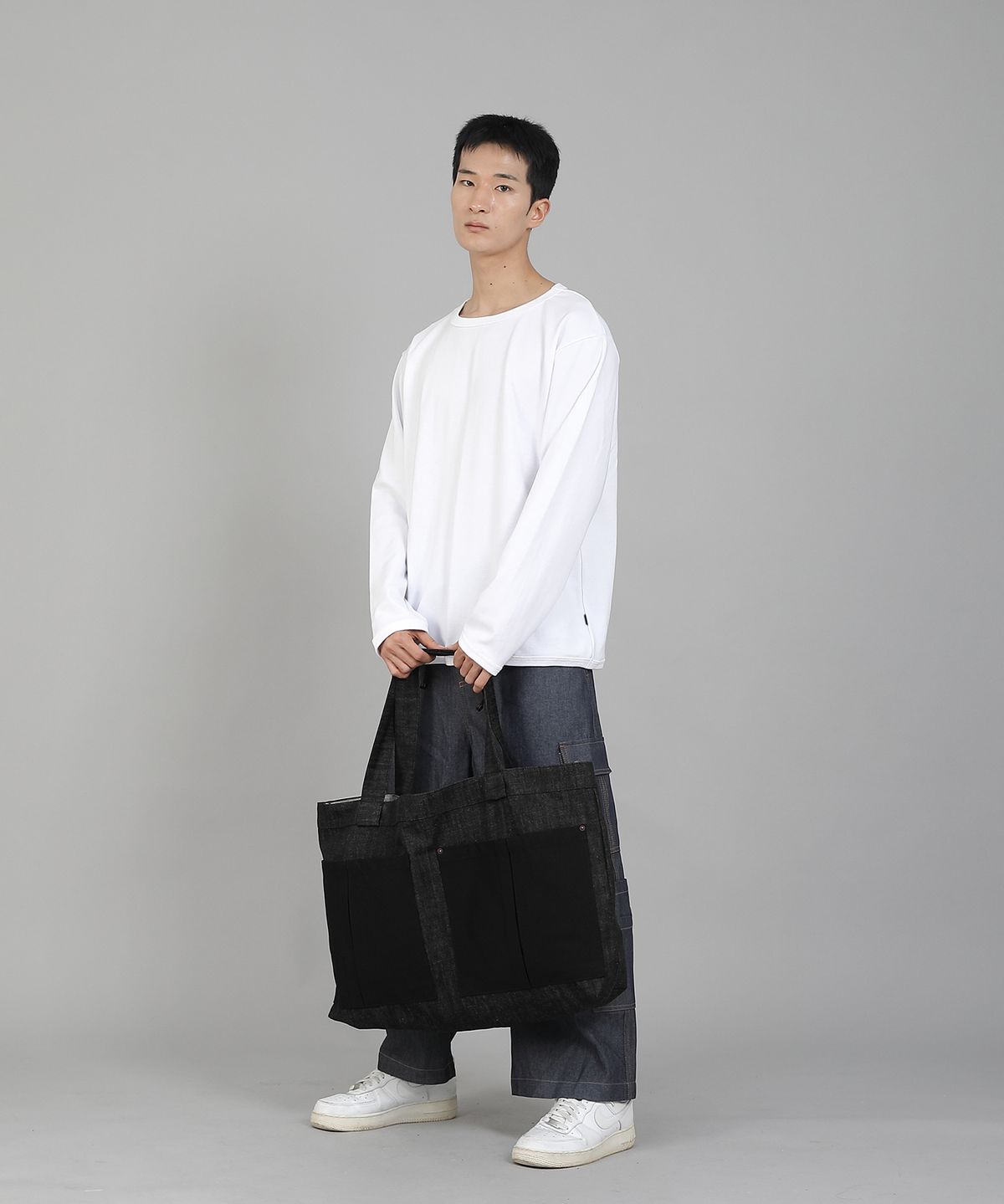 세인트크루(SAINTCREW) 더블 카고포켓 EX와이드 에코백 DCP-160 데님 블랙