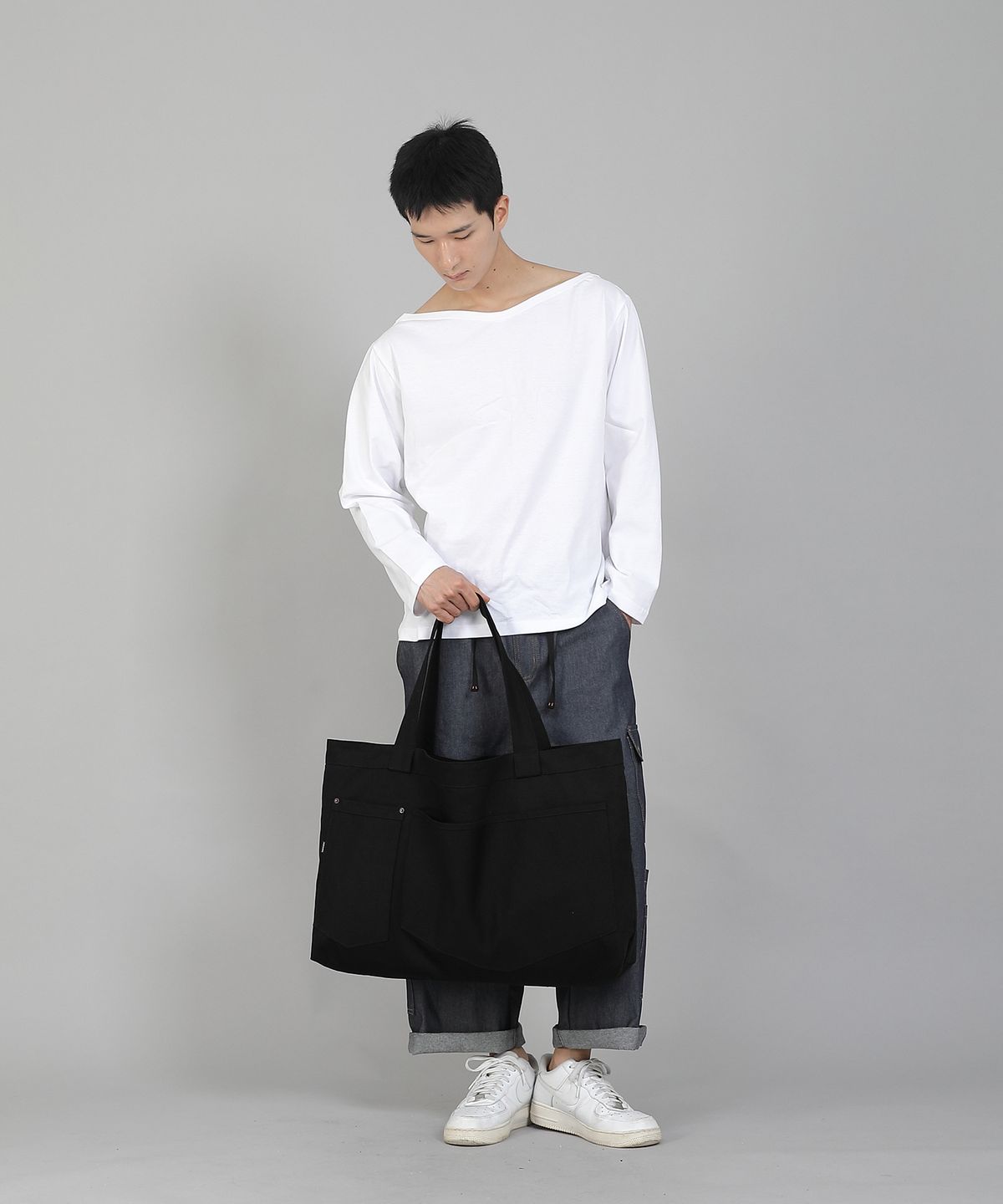세인트크루(SAINTCREW) 더블 펜타곤포켓 EX와이드 에코백 DPP-161 블랙