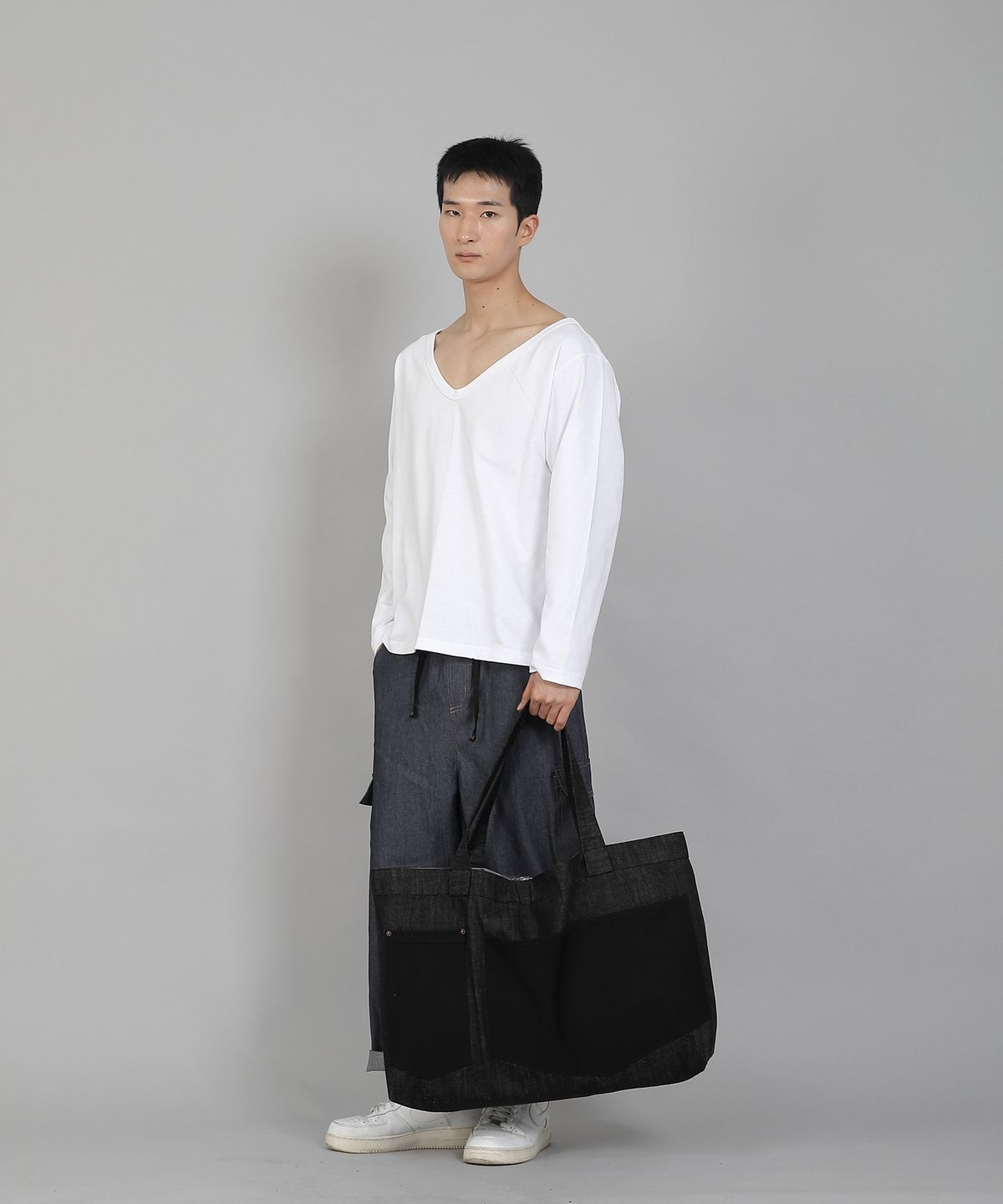 세인트크루(SAINTCREW) 더블 펜타곤포켓 EX와이드 에코백 DPP-161 데님 블랙