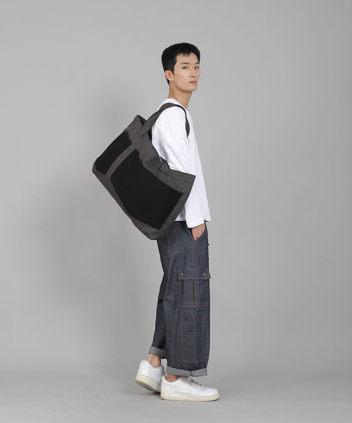 세인트크루(SAINTCREW) 더블 펜타곤포켓 EX와이드 에코백 DPP-161 다크그레이
