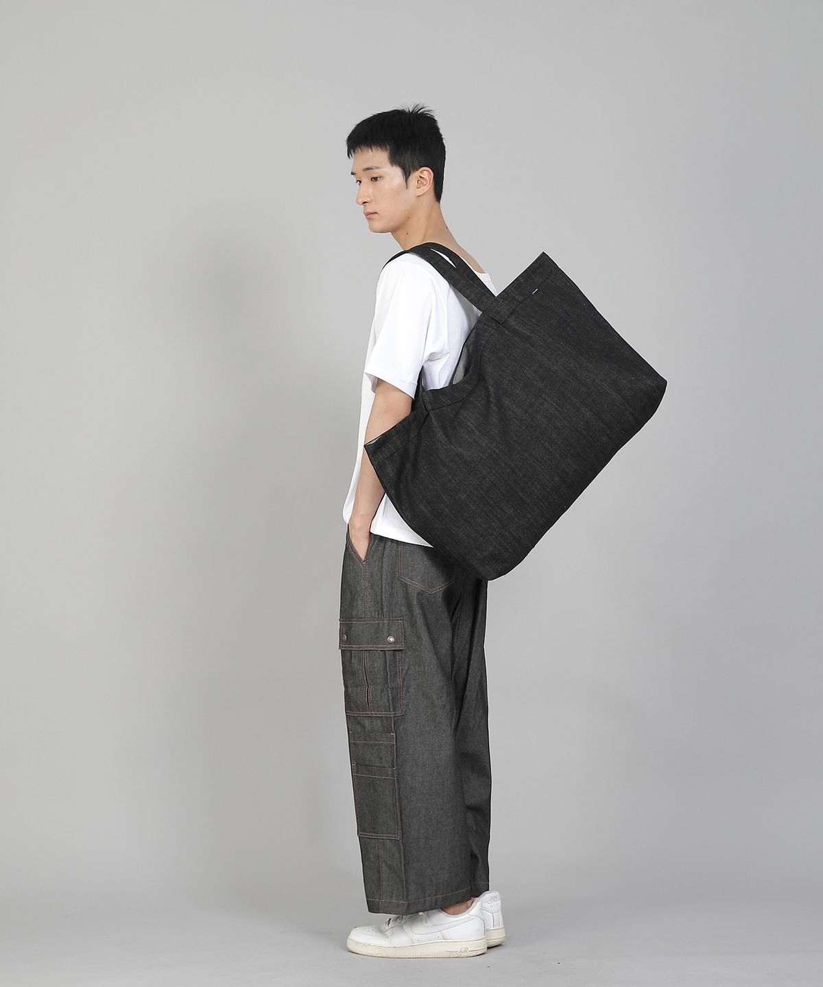 세인트크루(SAINTCREW) 무지 EX와이드 에코백 MPP-162 데님 블랙