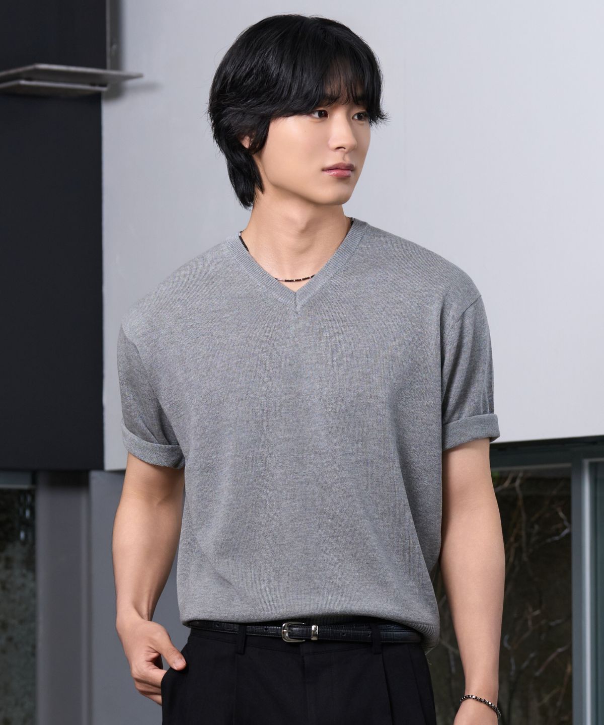 효지(HYOJI) 26 SS 워셔블 린넨 브이넥 크롭 니트 (6컬러)