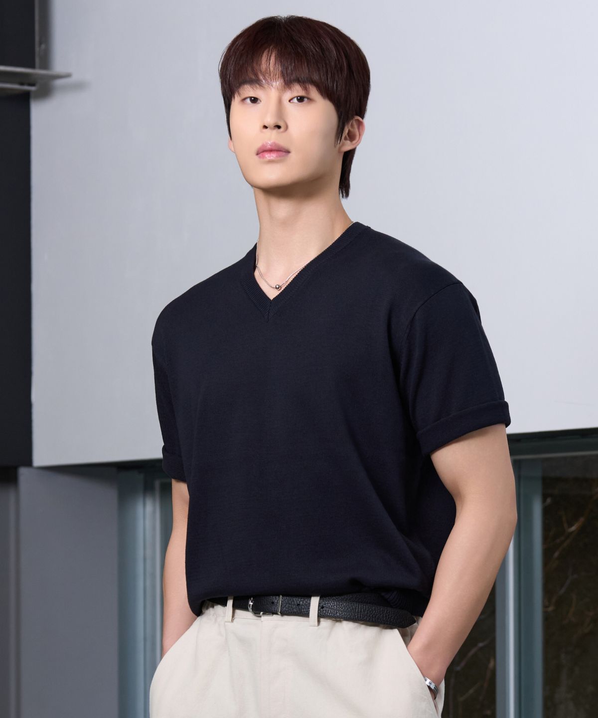 효지(HYOJI) 26 SS 워셔블 린넨 브이넥 크롭 니트 (6컬러)