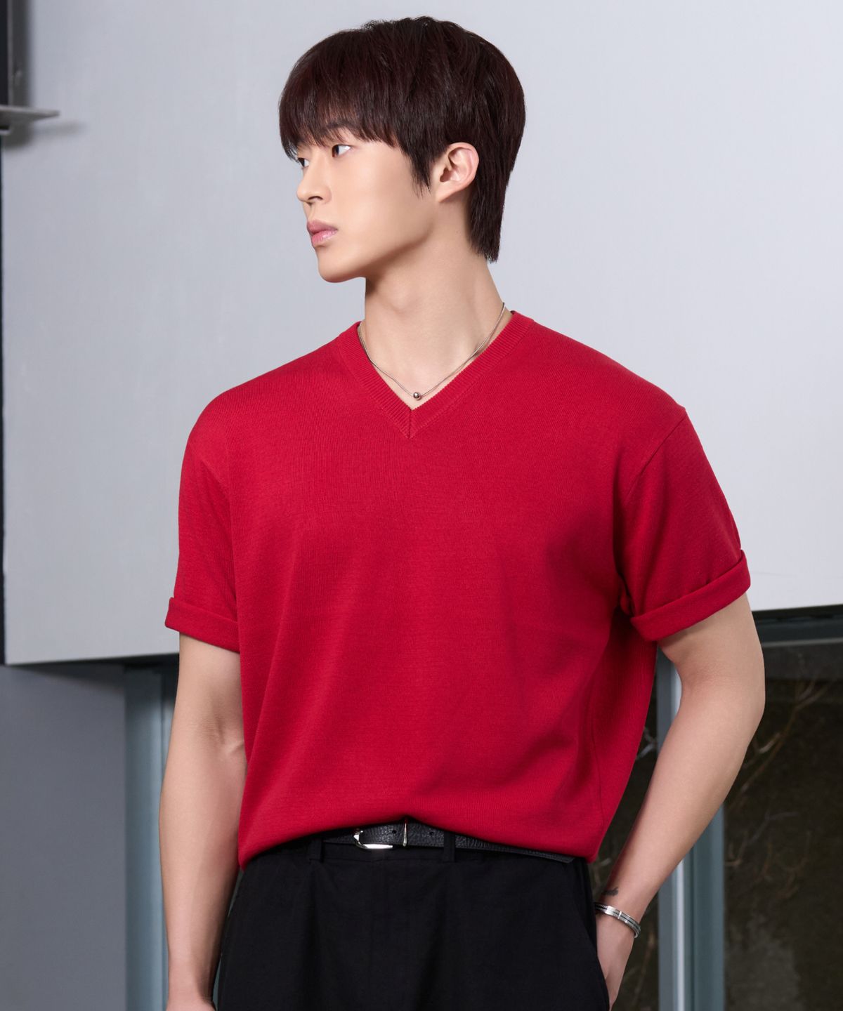 효지(HYOJI) 26 SS 워셔블 린넨 브이넥 크롭 니트 (6컬러)