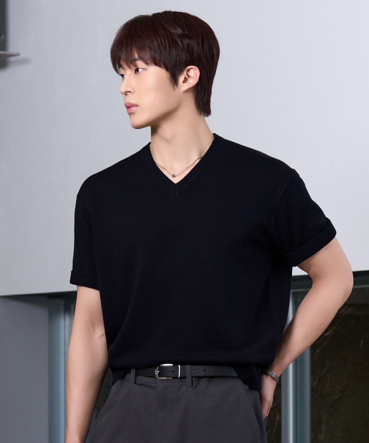 효지(HYOJI) 26 SS 워셔블 린넨 브이넥 크롭 니트 (6컬러)