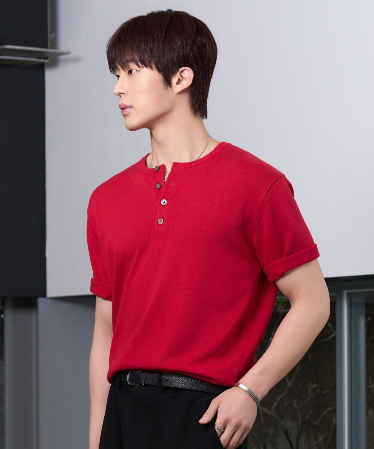 효지(HYOJI) 26 SS 워셔블 린넨 헨리넥 크롭 니트 (6컬러)