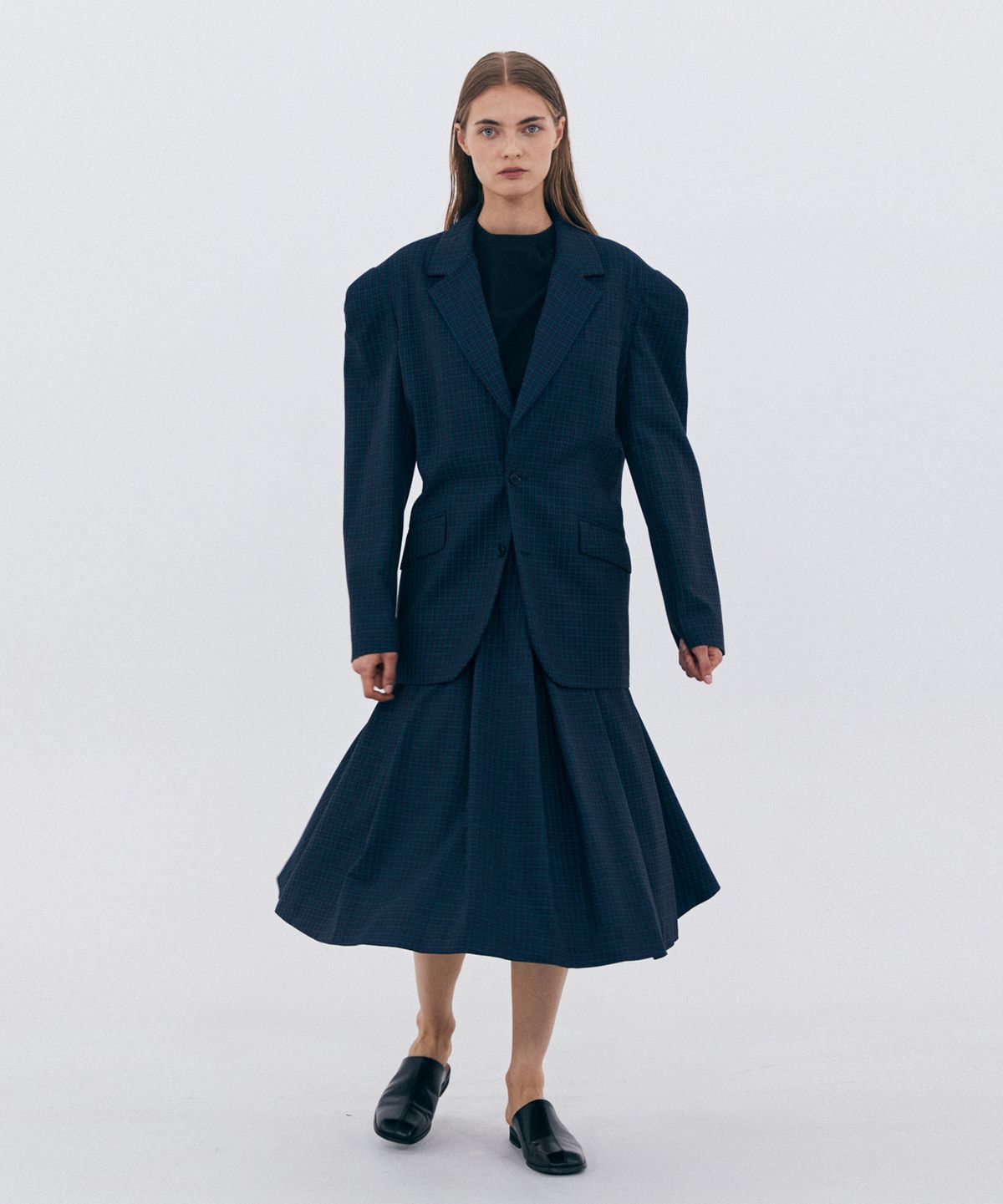 베데르미(VEDERMI) check big shoulder blazer