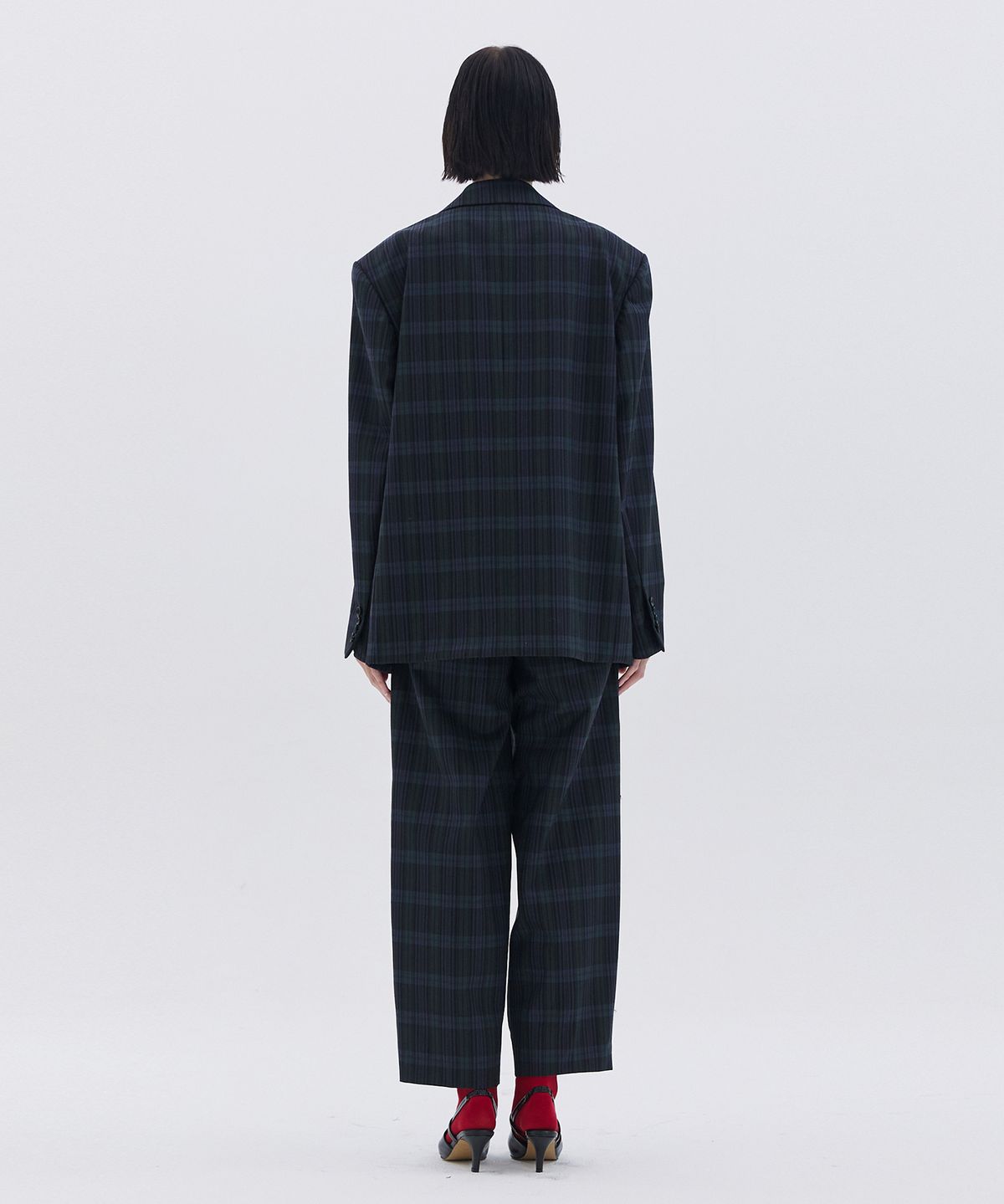 베데르미(VEDERMI) midnight check wide trousers