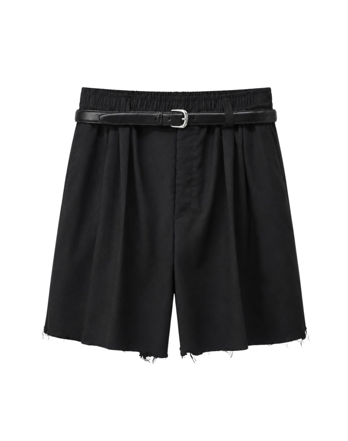 오디너리피플(ORDINARY PEOPLE) RE : CLASSIC SILK REFINED RAW BERMUDA PANTS [BLACK]