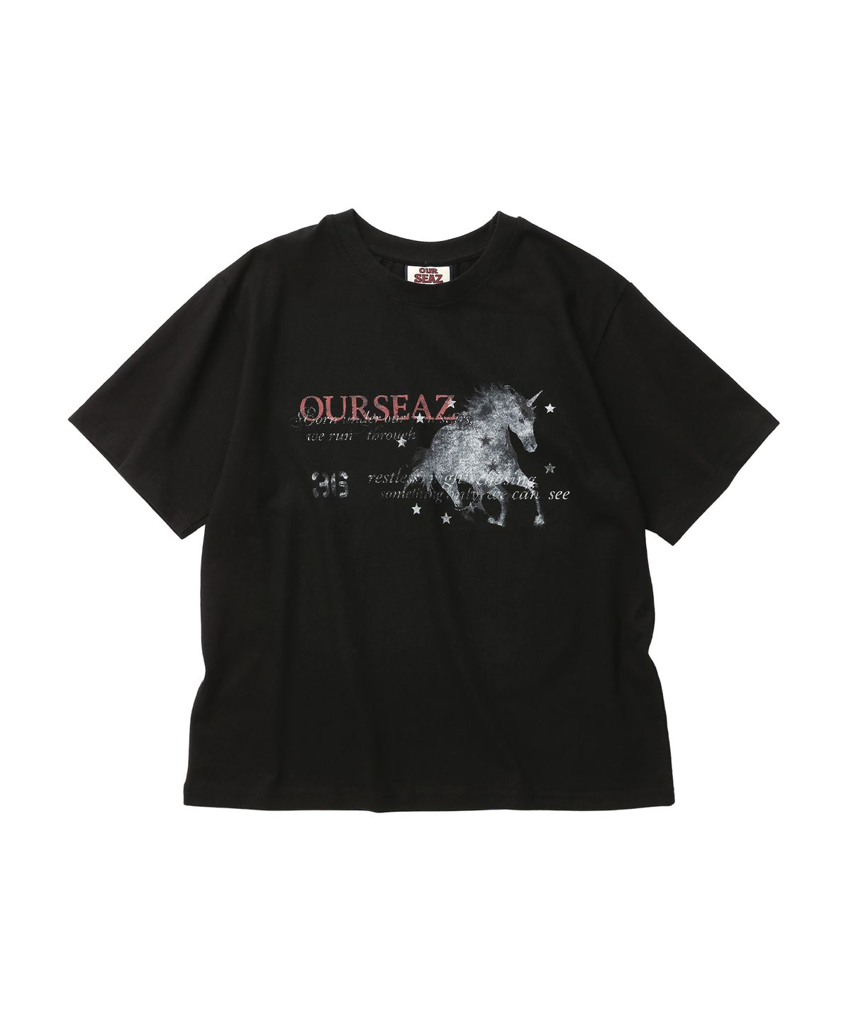 아워시즈(OURSEAZ) 유니콘 스머지 그래픽 티셔츠 - 블랙