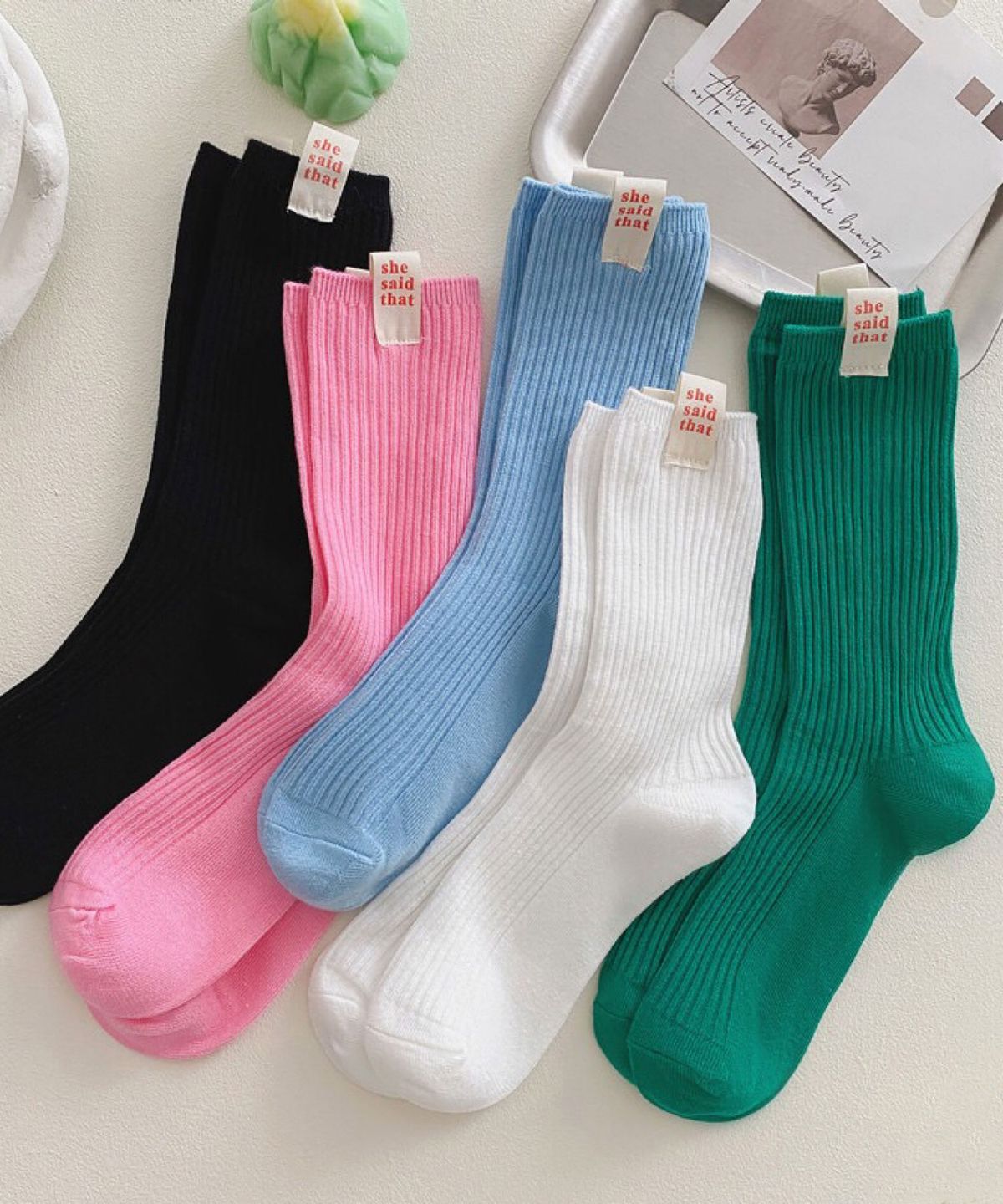 엔젤삭스(ANGEL SOCKS) 1332 파스텔 탭 여성 핑크 녹색 패션 OOTD 양말