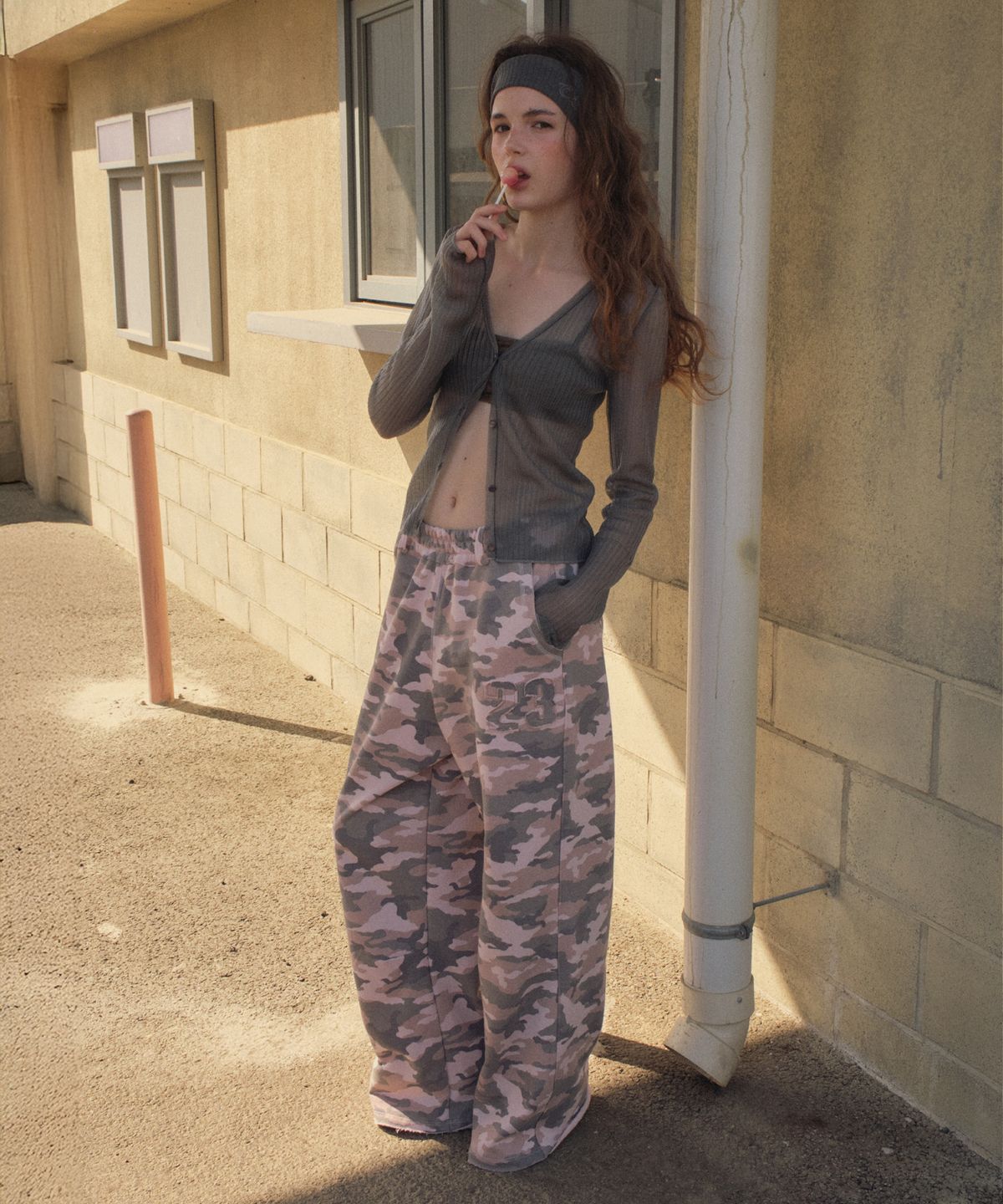 씨타(CITTA) Every Day No.23 Patch Camo Sweat Pants_CTB568(Light Pink)