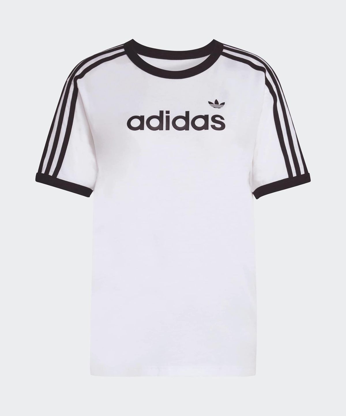 아디다스(ADIDAS) 리니어 티셔츠 - 화이트:블랙 / KC9012