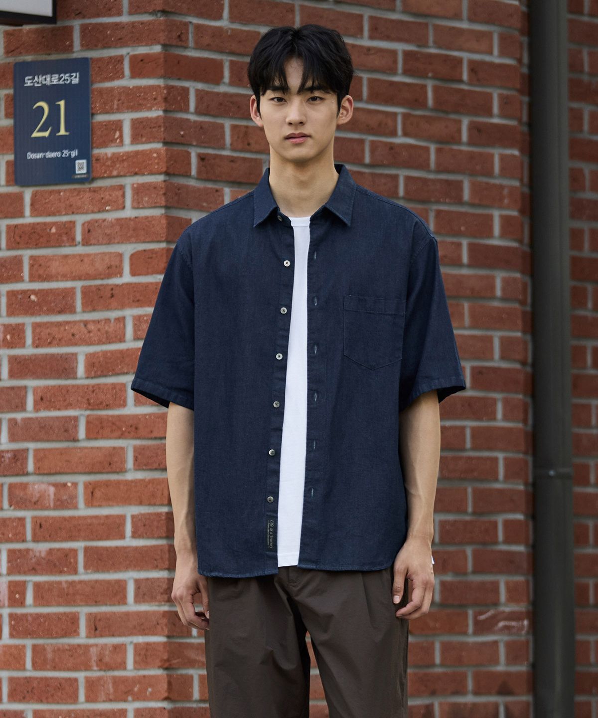 에스티코(STCO) Gentlemens Philosophy 6.5oz 소프트 데님 반소매 셔츠_생지 (릴렉스핏)_JDSXB34OSL