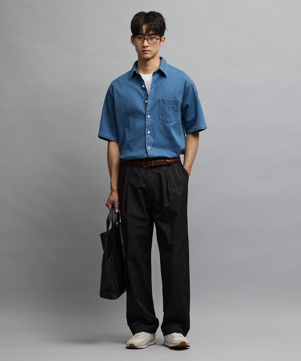 에스티코(STCO) Gentlemens Philosophy 6.5oz 소프트 데님 반소매 셔츠_중청 (릴렉스핏)_JDSXB32OSL