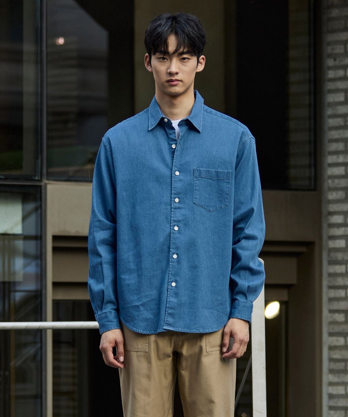 에스티코(STCO) Gentlemens Philosophy 6.5oz 소프트 데님 셔츠_중청 (릴렉스핏)_JDSXZ32OSL