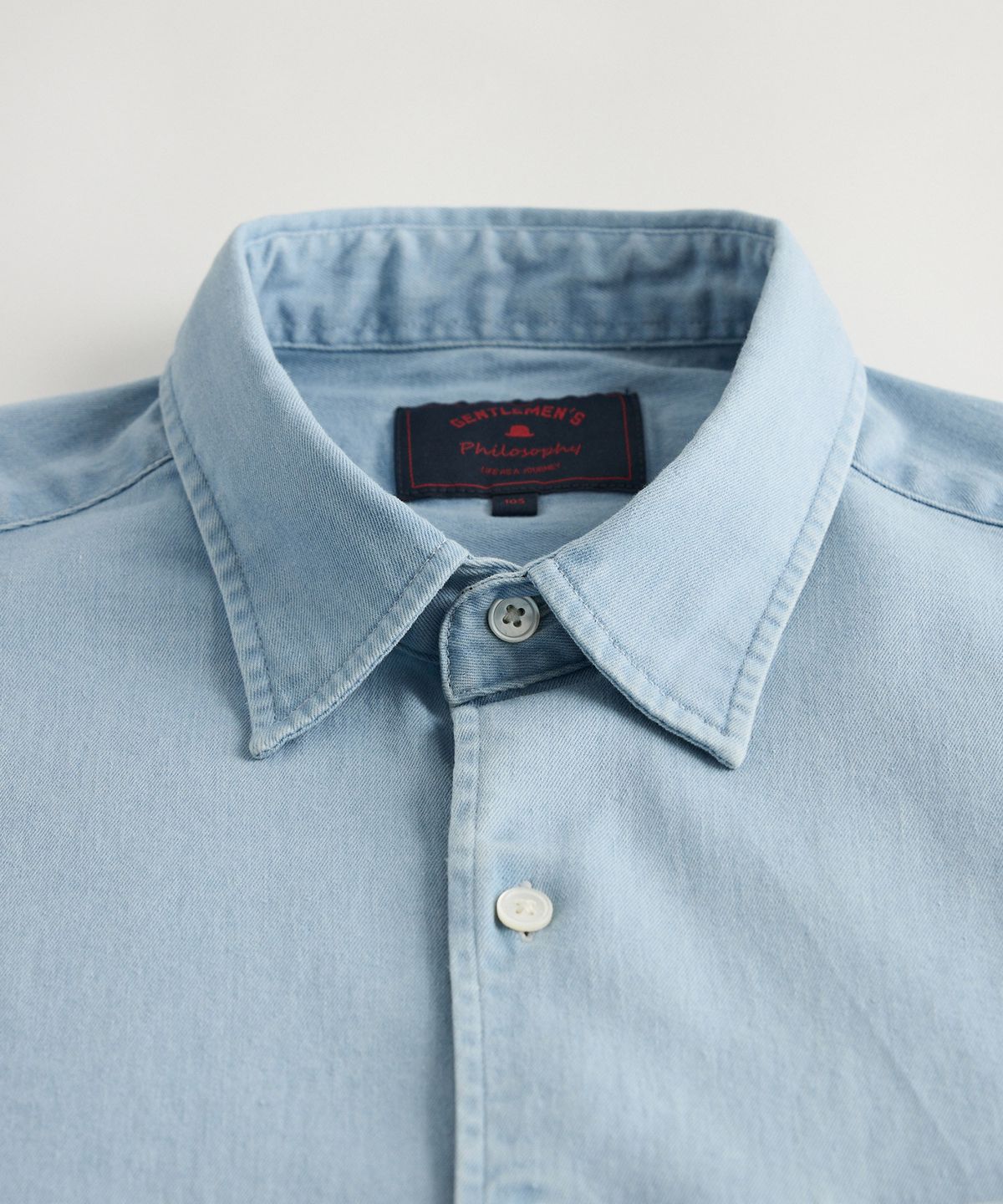 에스티코(STCO) Gentlemens Philosophy 6.5oz 소프트 데님 셔츠_연청 (릴렉스핏)_JDSXZ31OSL