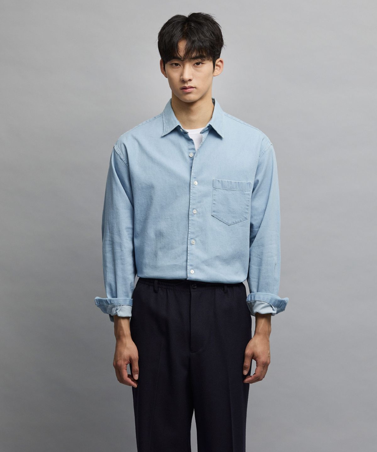 에스티코(STCO) Gentlemens Philosophy 6.5oz 소프트 데님 셔츠_연청 (릴렉스핏)_JDSXZ31OSL