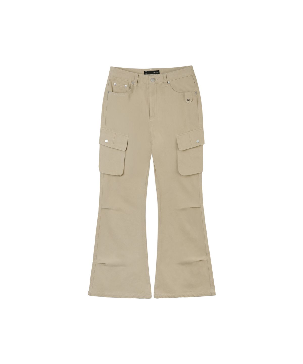 레더리(LEATHERY) 스터드 코튼 카고 부츠컷 팬츠 [BEIGE]