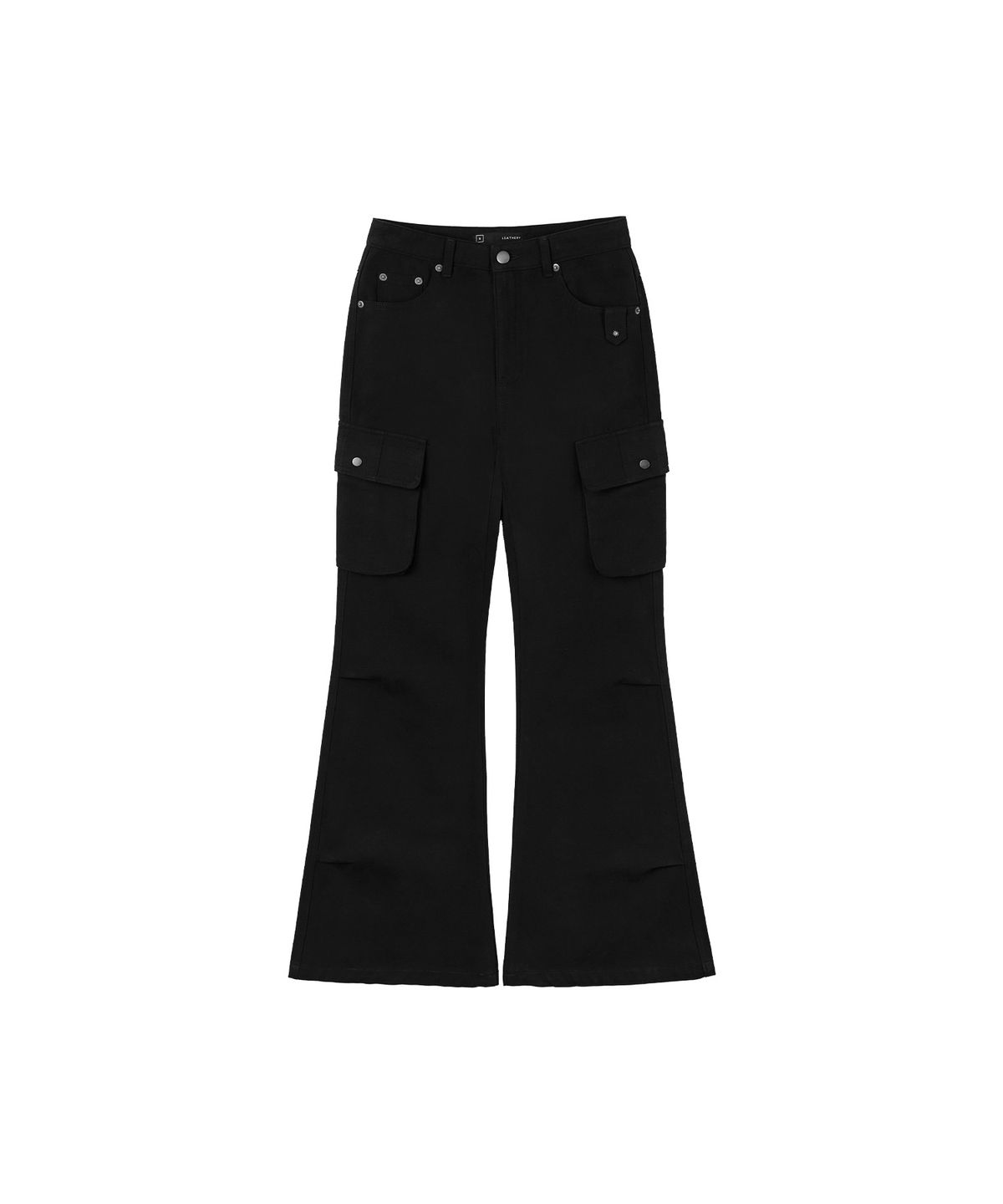 레더리(LEATHERY) 스터드 코튼 카고 부츠컷 팬츠 [BLACK]
