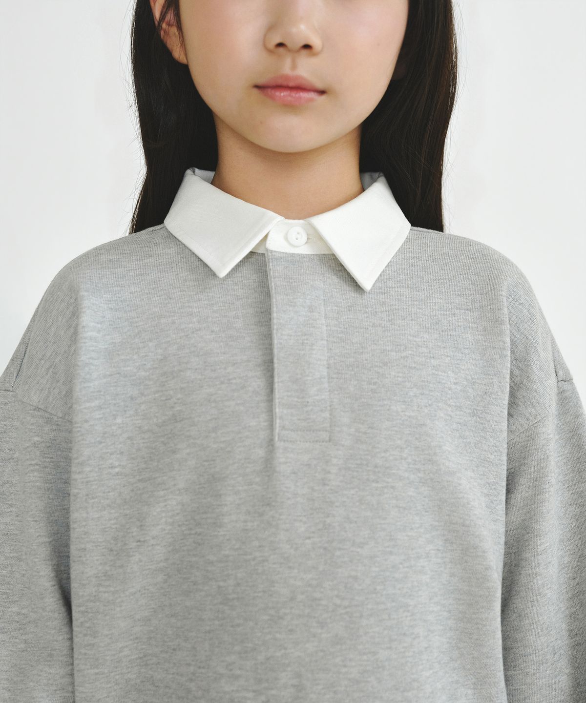 무신사 스탠다드 키즈(MUSINSA STANDARD KIDS) 오버사이즈 럭비 스웨트셔츠 [미디엄 그레이]