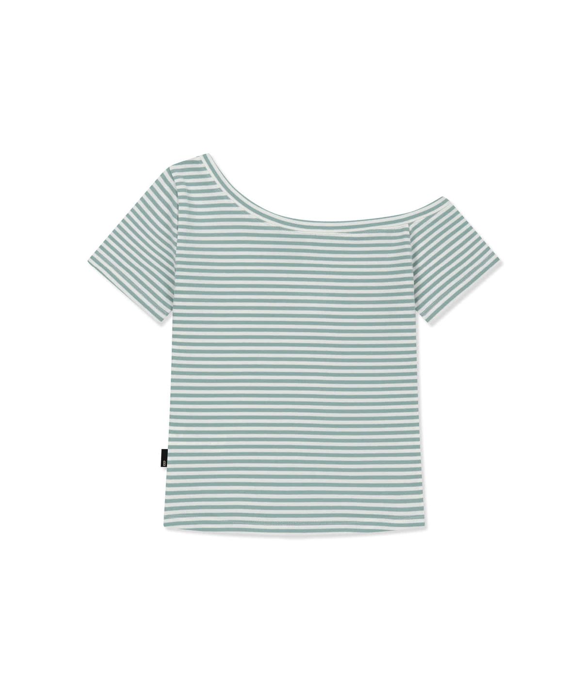 브라운브레스(BROWNBREATH) W STRIPE ONE SHOULDER TEE - MINT