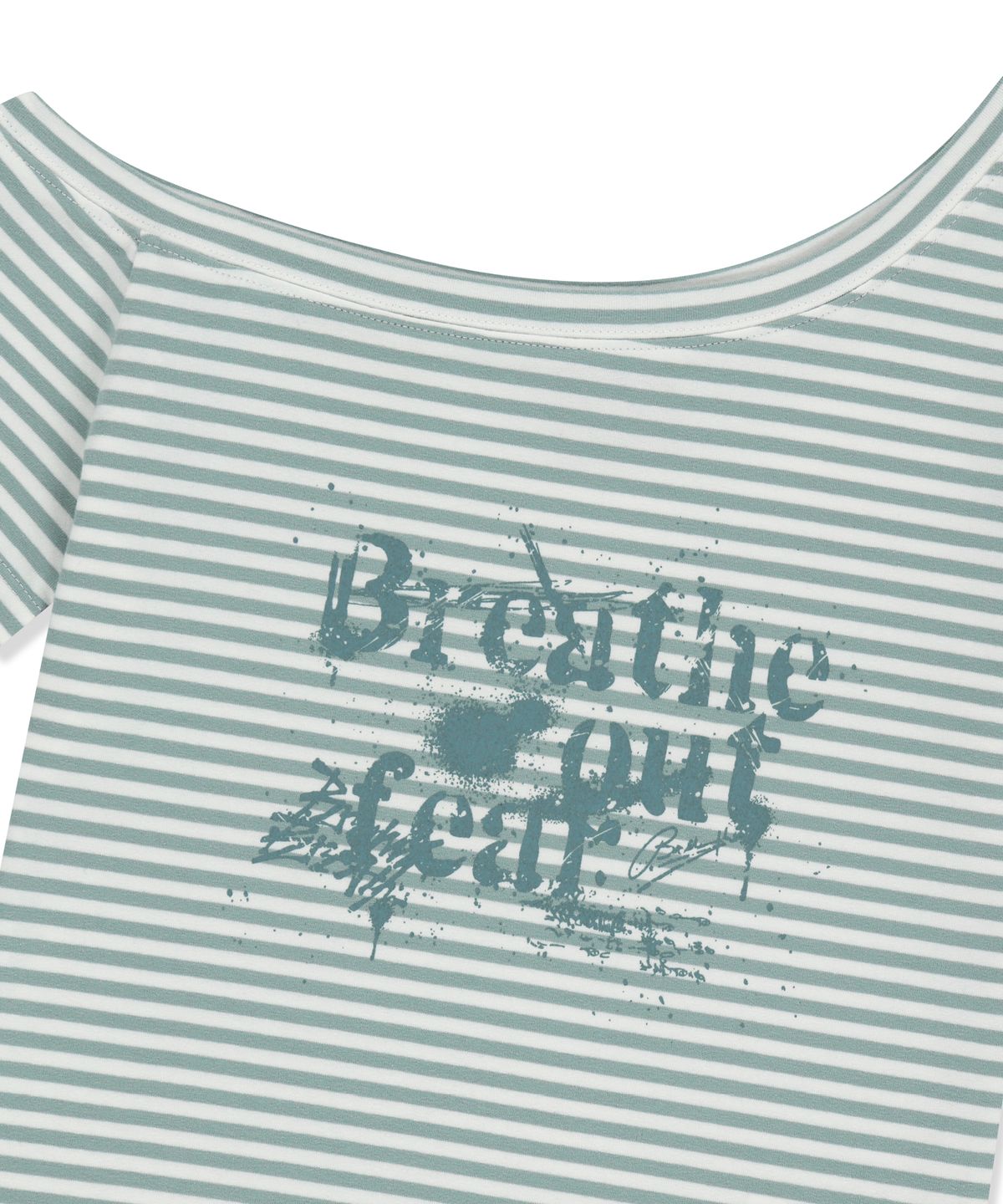 브라운브레스(BROWNBREATH) W STRIPE ONE SHOULDER TEE - MINT