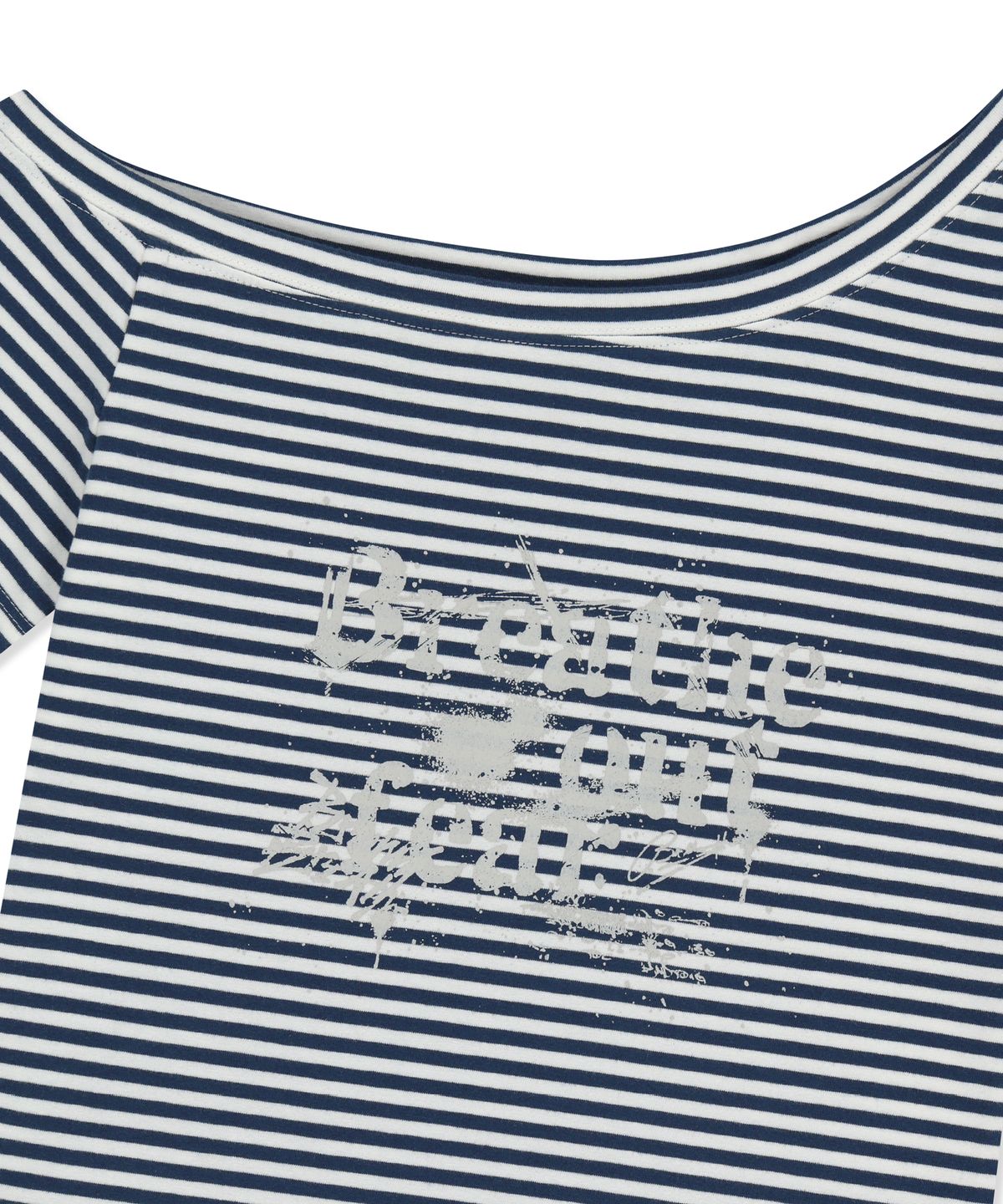 브라운브레스(BROWNBREATH) W STRIPE ONE SHOULDER TEE - NAVY