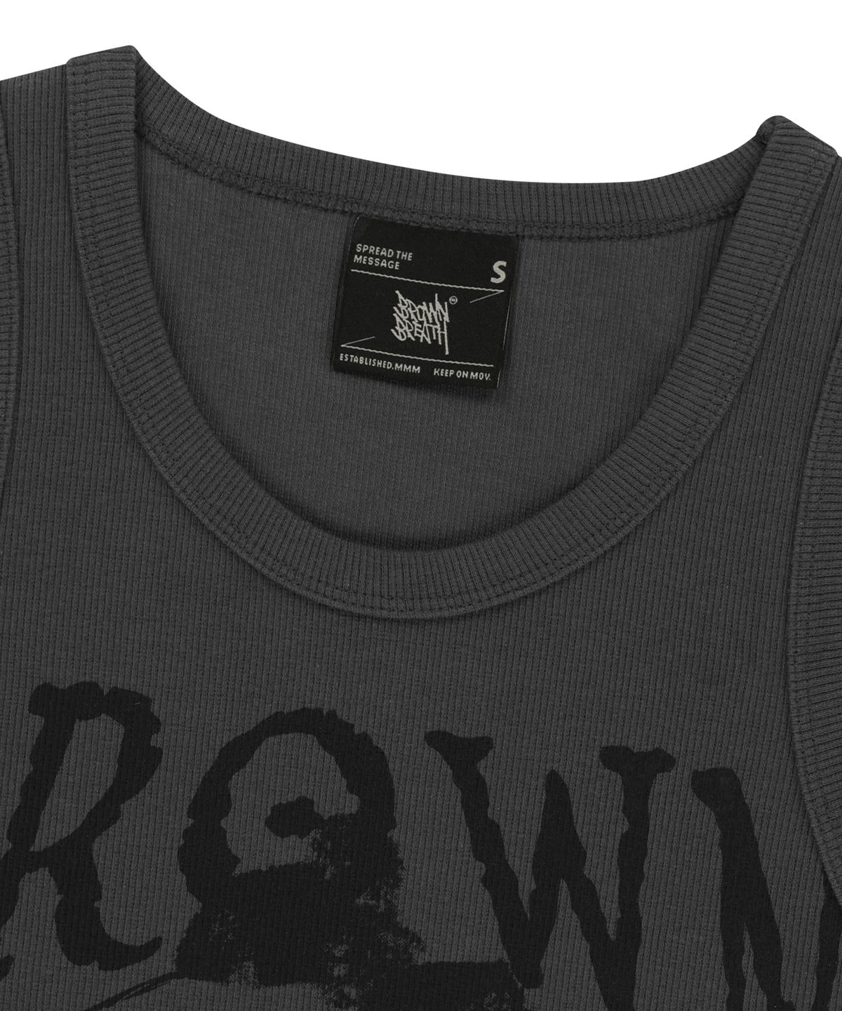 브라운브레스(BROWNBREATH) W SHADOW OF LEAF SLEEVELESS - CHARCOAL