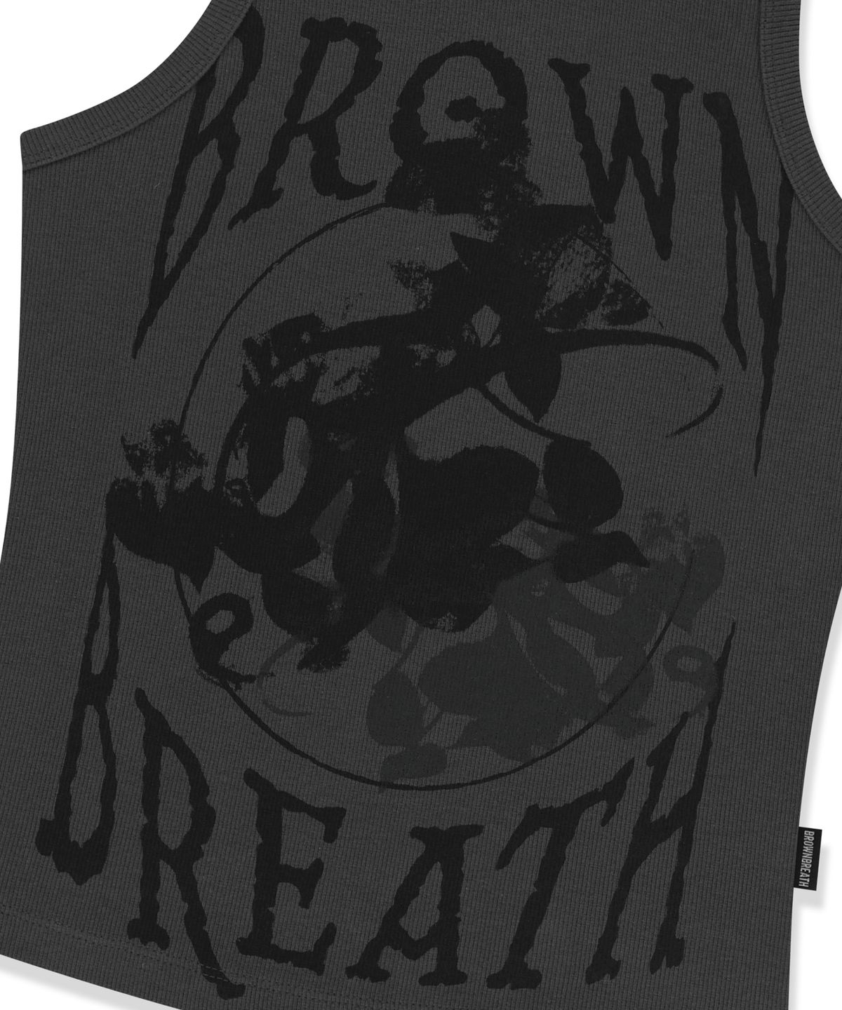 브라운브레스(BROWNBREATH) W SHADOW OF LEAF SLEEVELESS - CHARCOAL