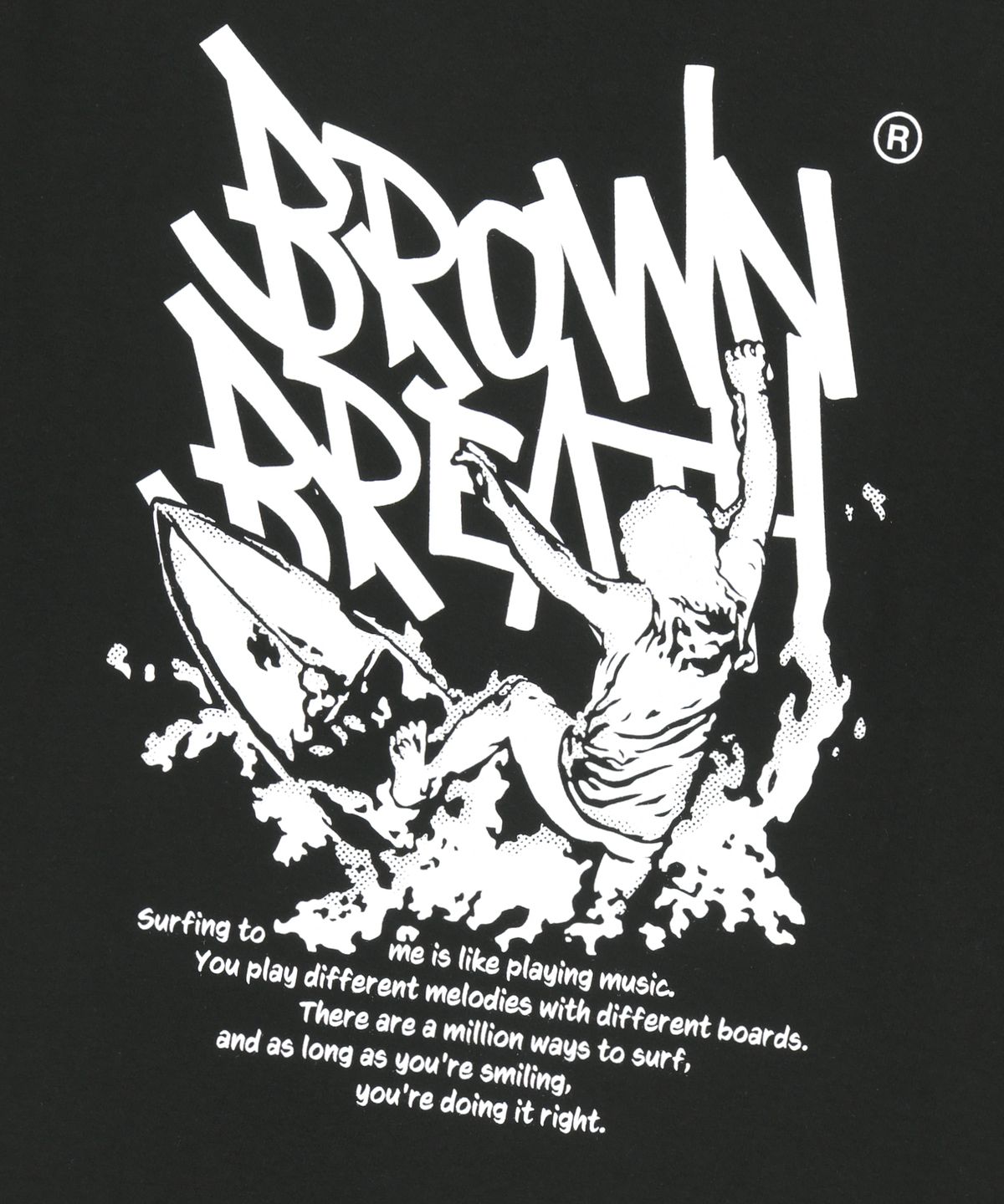 브라운브레스(BROWNBREATH) BB SURFING MESS TAG TEE - BLACK