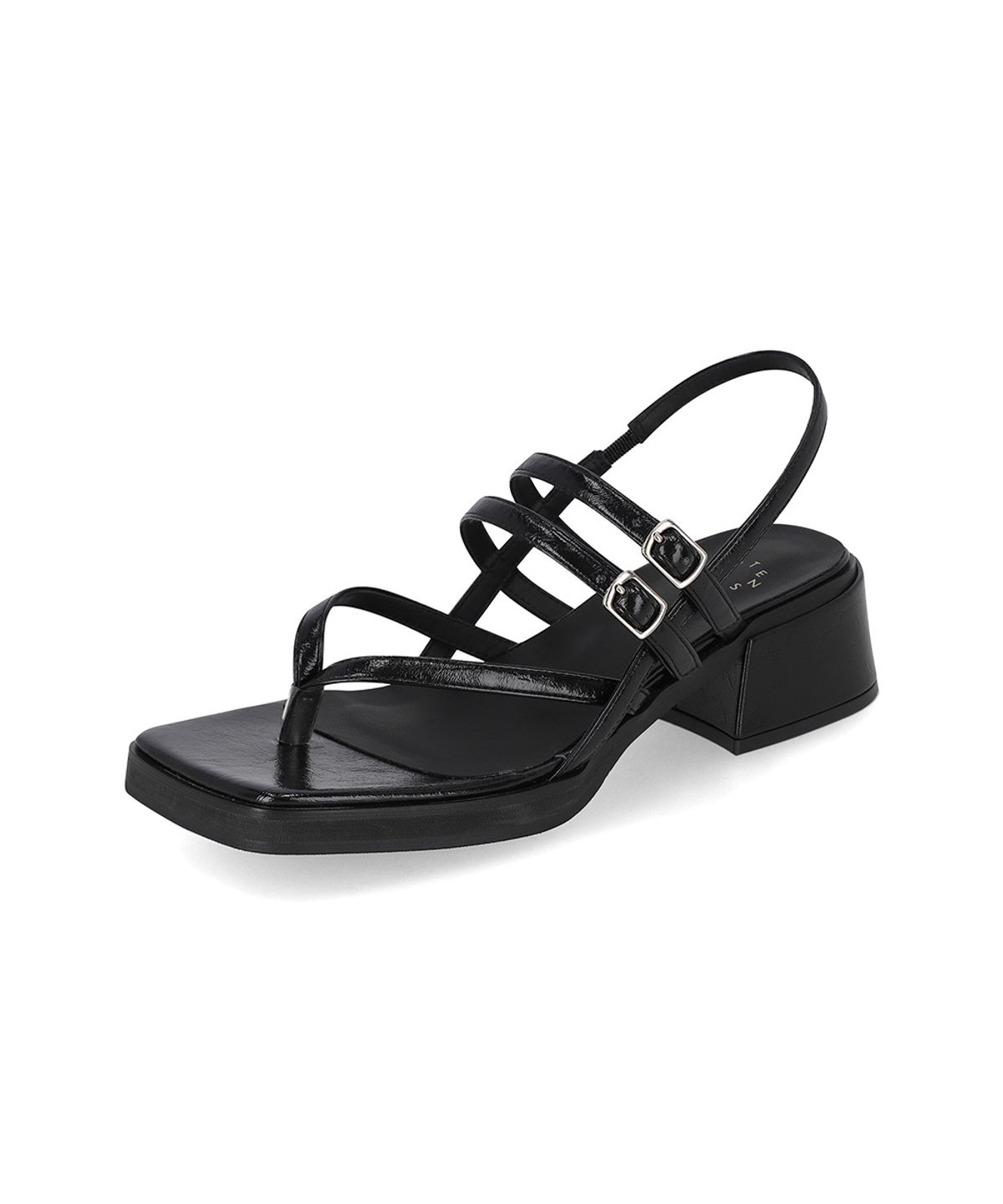 엘칸토(ELCANTO) 인텐스 여성 멀티 버클 플리플랍형 미드힐 샌들 4cm LCWW24I626