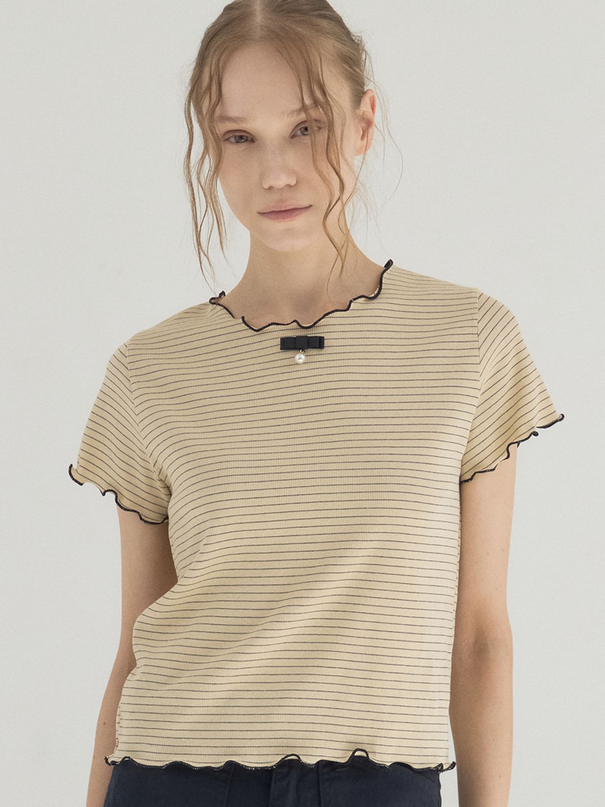 쏘리, 투 머치 러브(SORRY, TOO MUCH LOVE) Paris Morning Stripe Top_Yellow