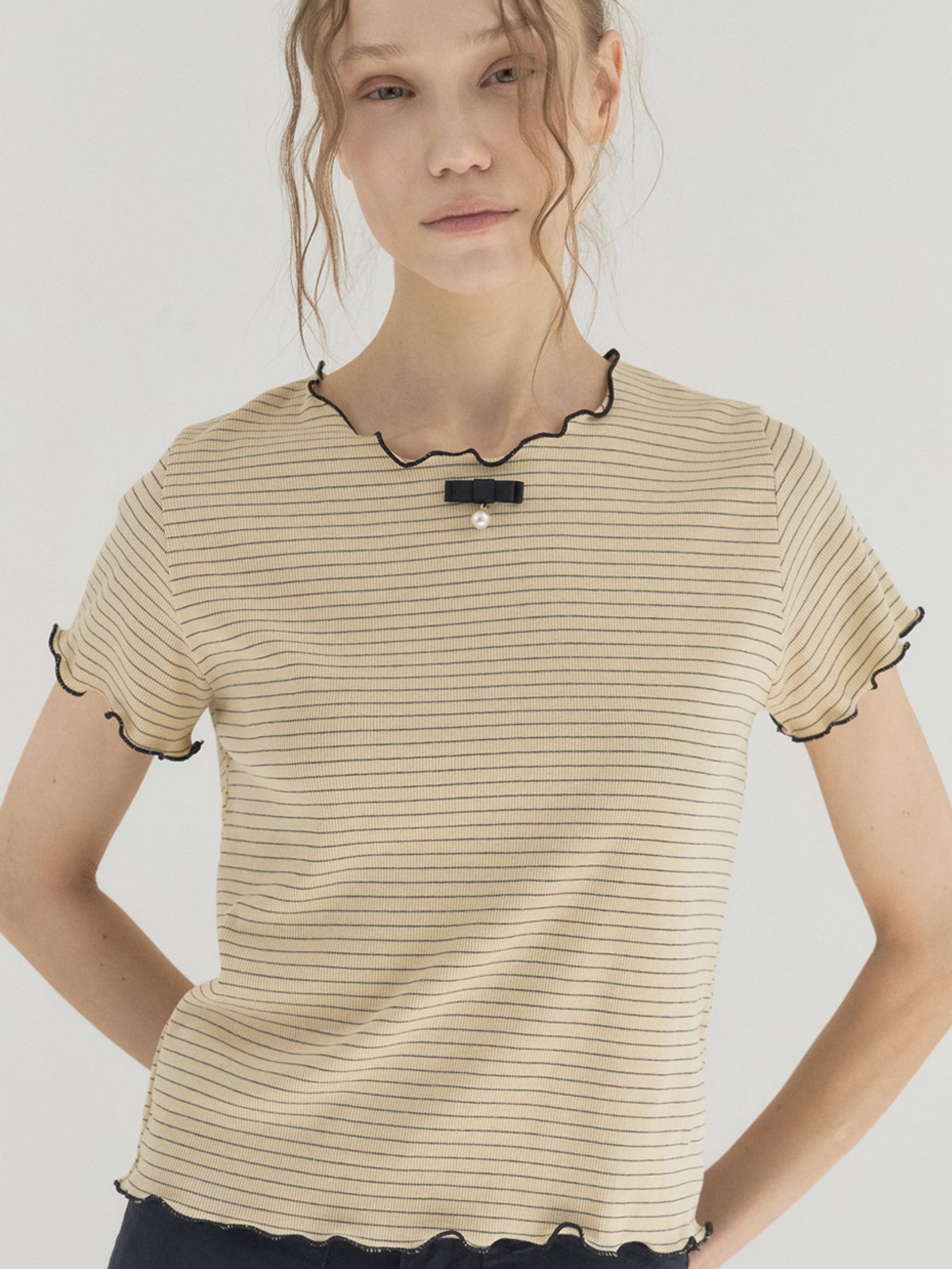 쏘리, 투 머치 러브(SORRY, TOO MUCH LOVE) Paris Morning Stripe Top_Yellow