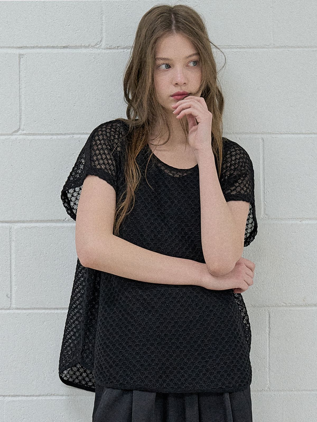 아방(AVANT-G) Poncho Oversized Knit - BLACK