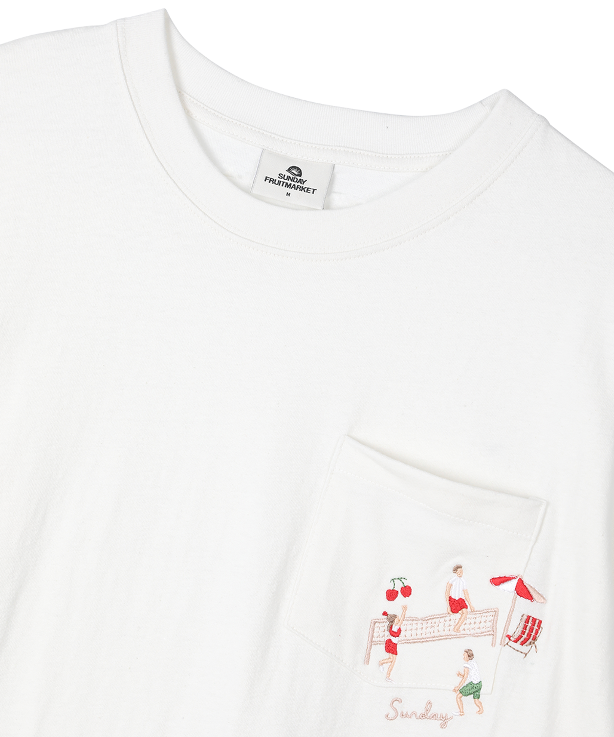 선데이후르츠마켓(SUNDAY FRUIT MARKET) CHERRY VOLLEYBALL EMBROIDERED TEE IVORY
