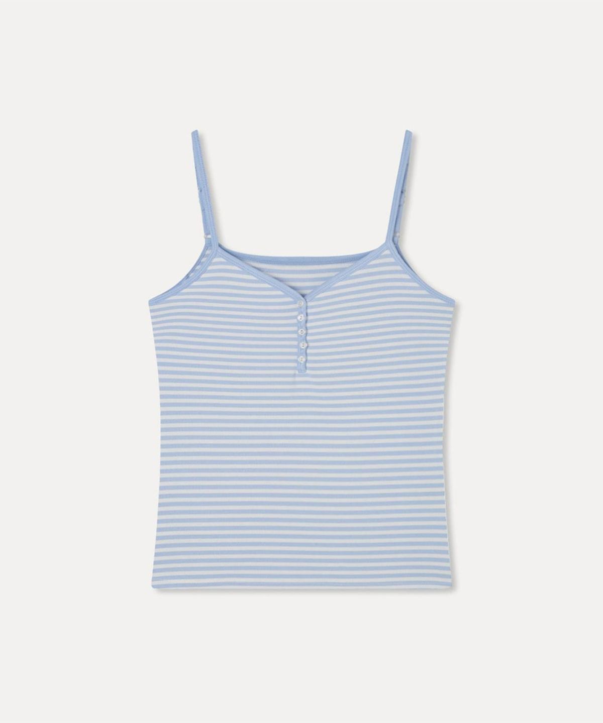 미쏘(MIXXO) 스트라이프 버튼업 나시 티셔츠_MIWHNG719A