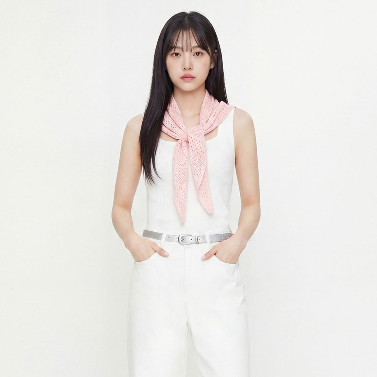 랩(LAP) 크로셰 펀칭 숄 스카프 AS7AM460