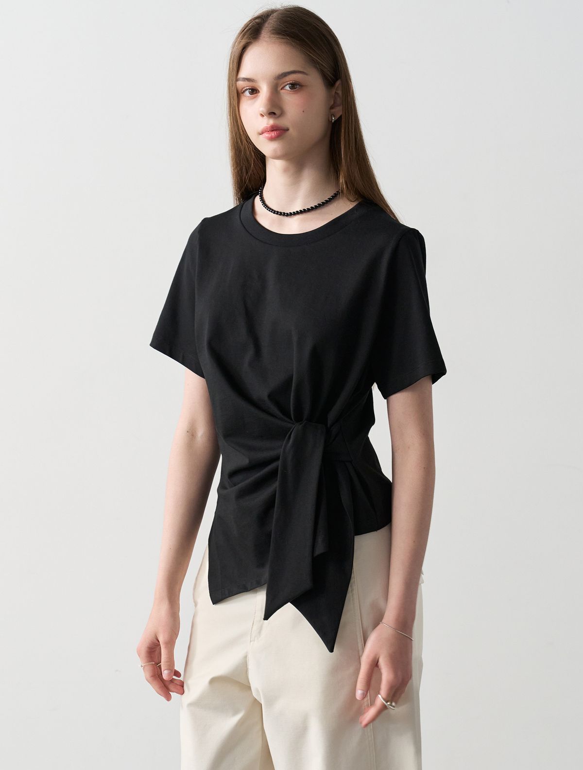 르이엘(LE YIEL) Asymmetric T-Shirt_Black 비대칭 티셔츠_블랙