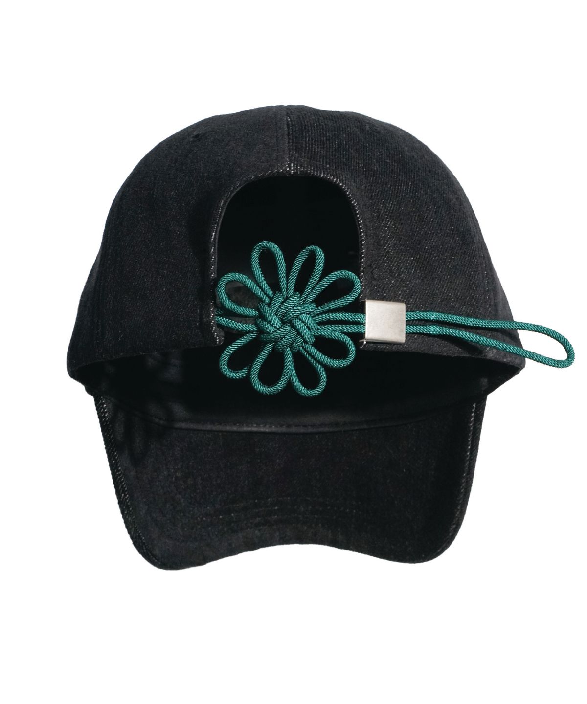 온고(ONGO) DENIM FLOWER KNOT CAP [Black]