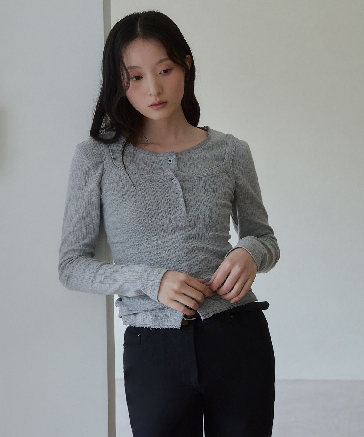 로브로브(LOVLOV) [SET] 아일렛 펀칭 가디건 세트_(3color)